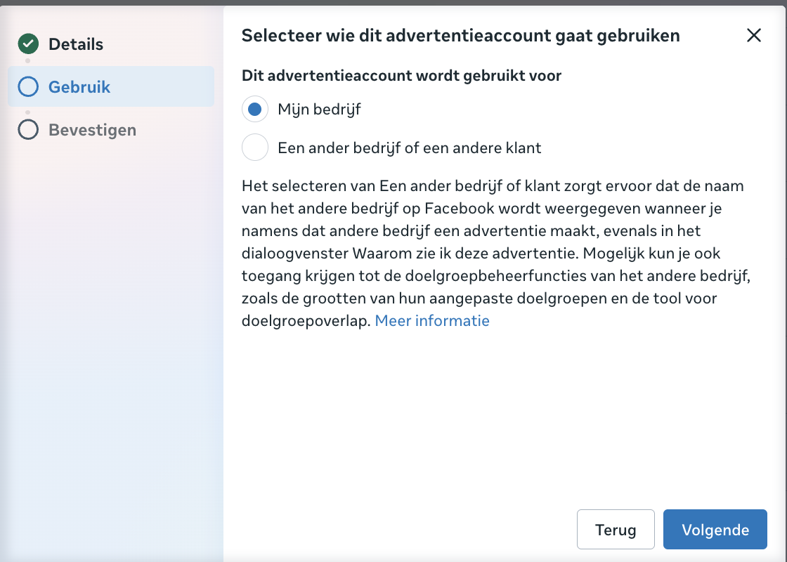 Selectie 'Mijn bedrijf'